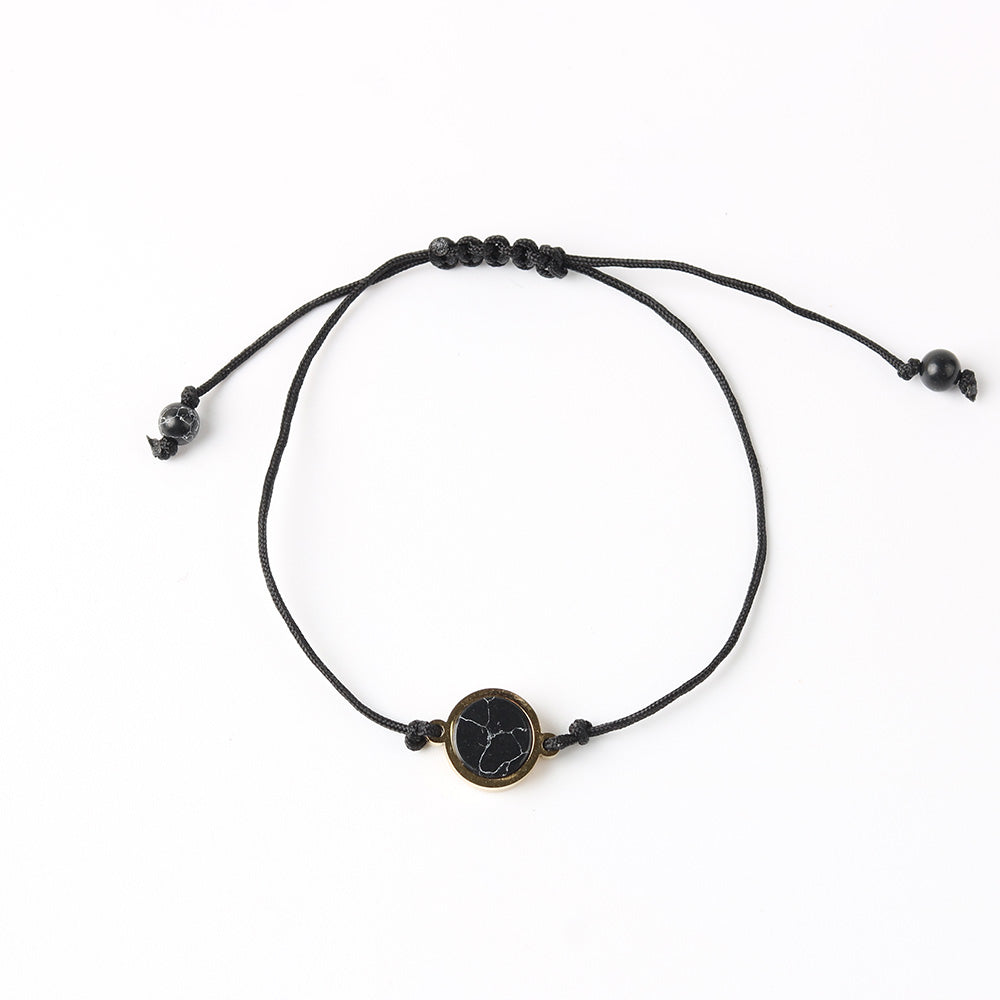 NATURAL OBSIDIAN & BLACK STRING BRACELET – ADJUSTABLE SOFT CORD
