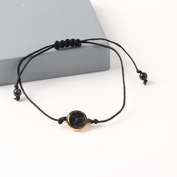 NATURAL OBSIDIAN & BLACK STRING BRACELET – ADJUSTABLE SOFT CORD