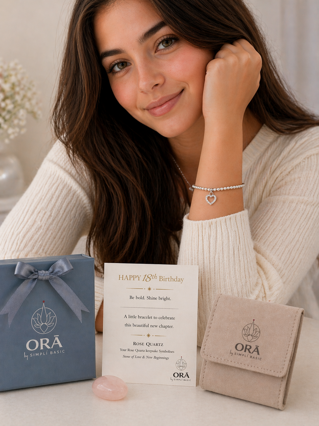 18th Birthday Rose Quartz Stainless Steel Bead Bracelet – Meaningful Gift for Her