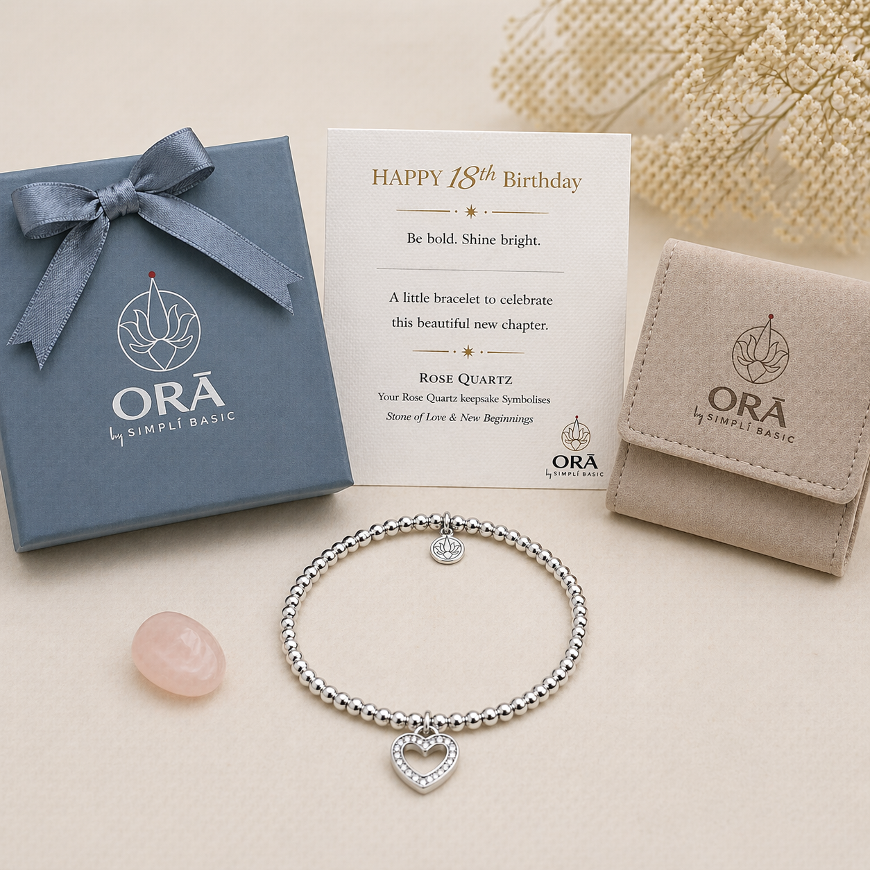 18th Birthday Rose Quartz Stainless Steel Bead Bracelet – Meaningful Gift for Her
