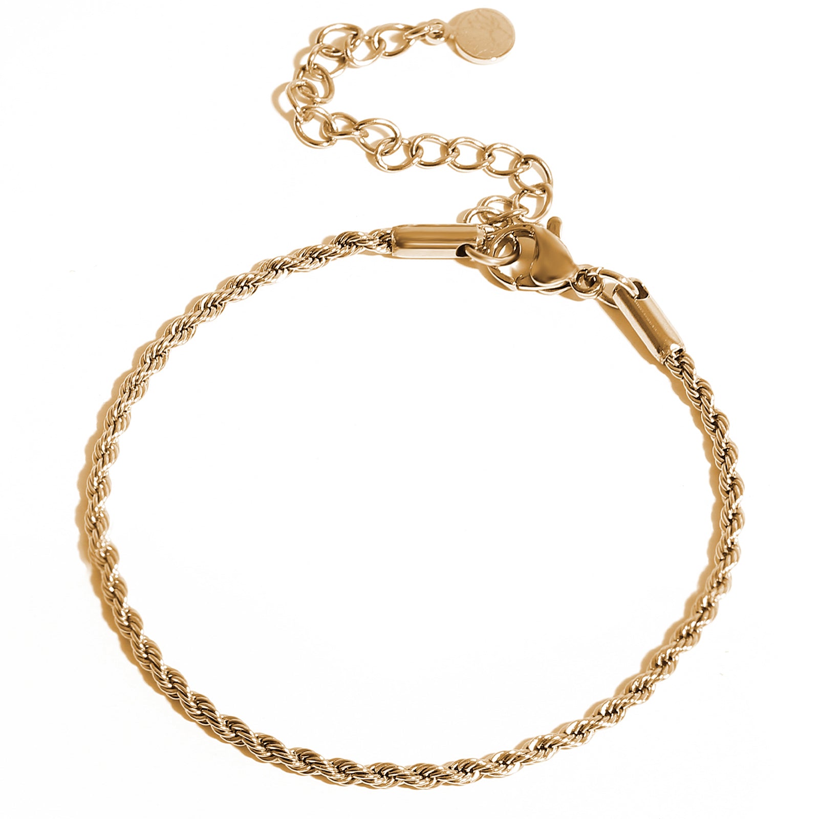Rope Chain Bracelet, Stainless Steel 18K Gold