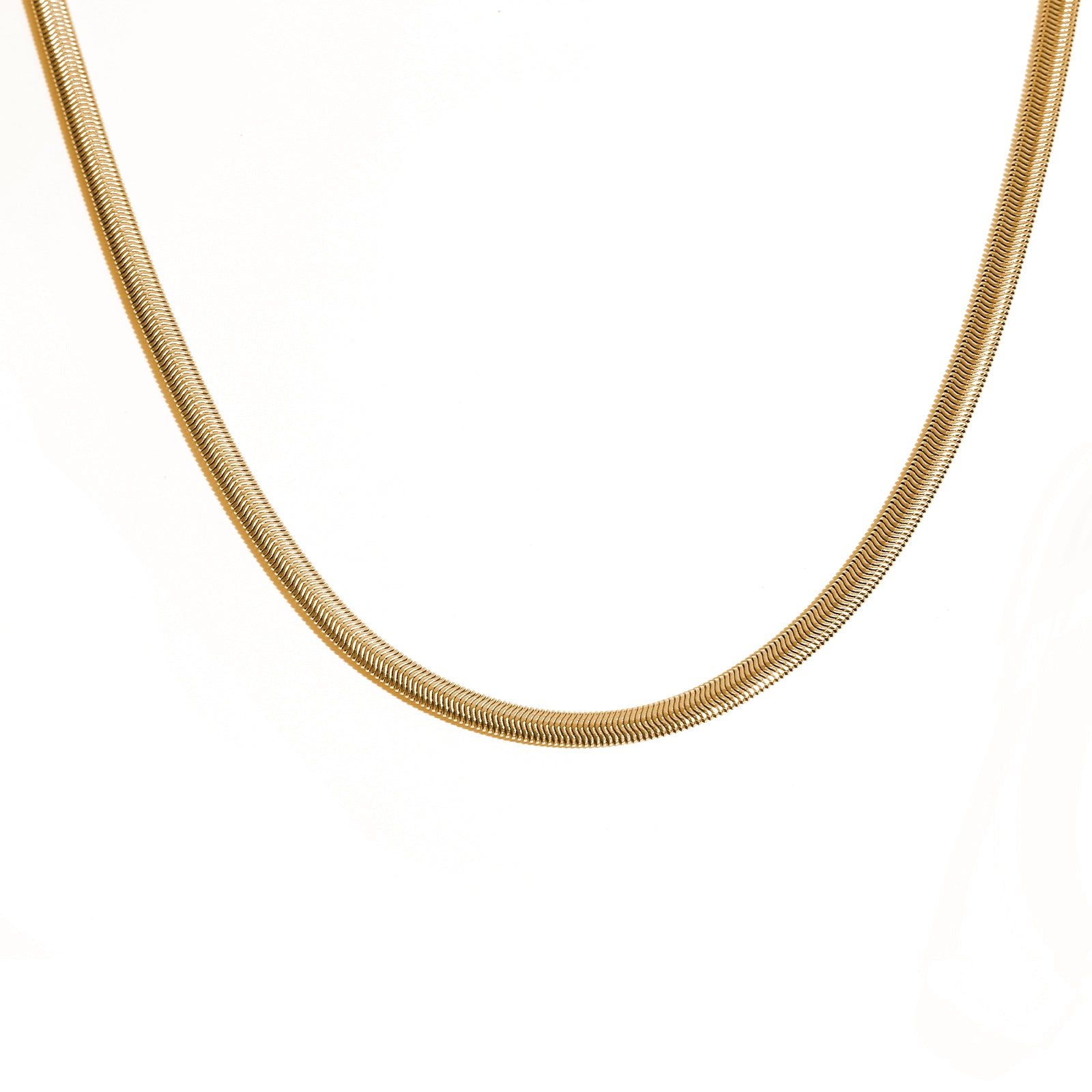 Short Snake Chain Necklace, Stainless Steel 18K Gold