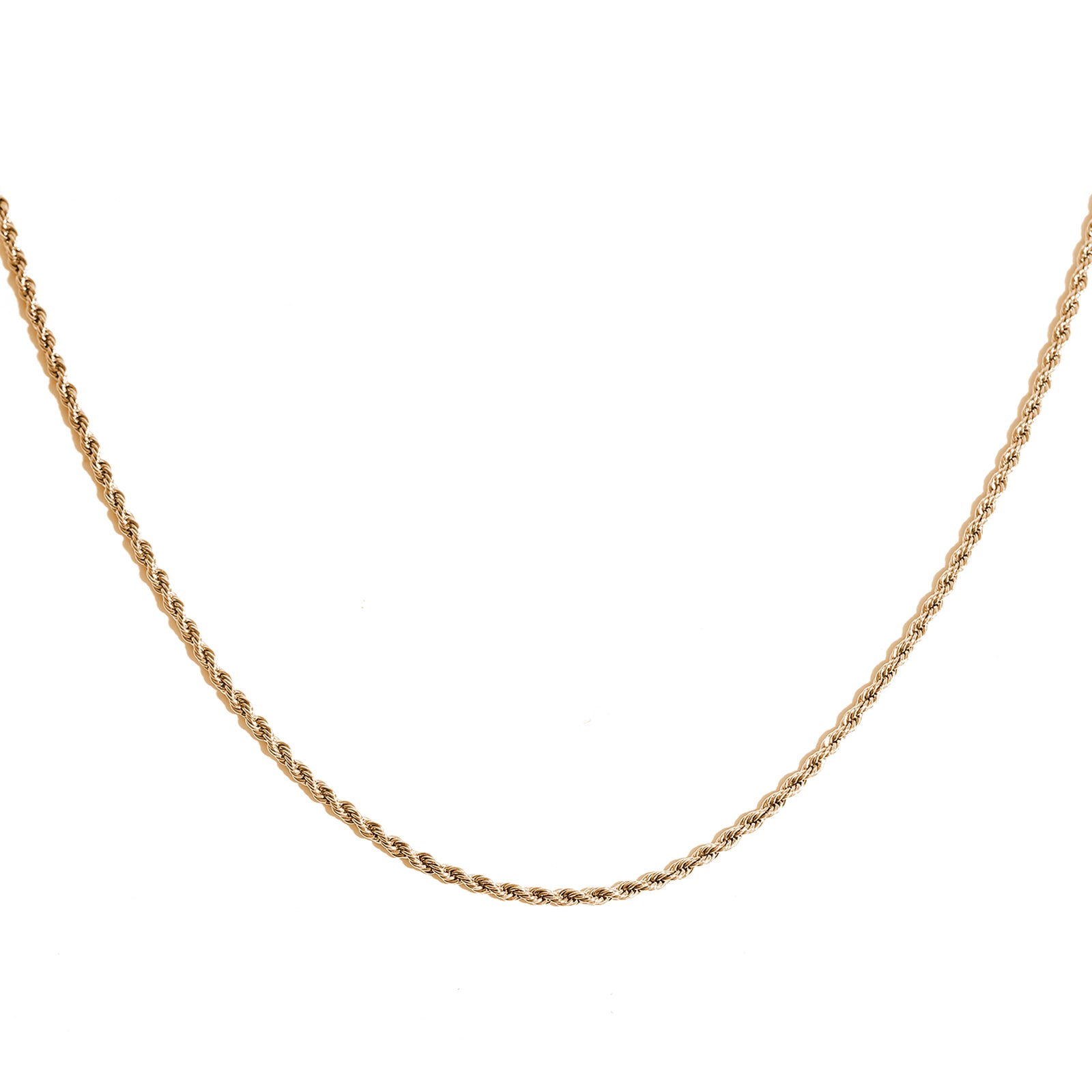 Long Rope Chain Necklace, Stainless Steel 18K Gold