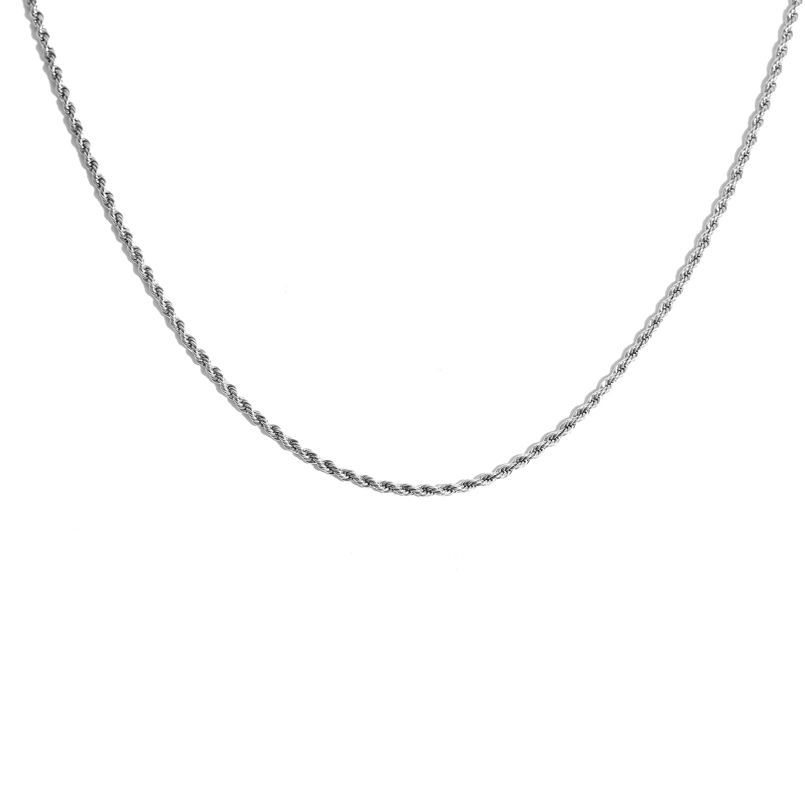 Long Rope Chain Necklace, Stainless Steel