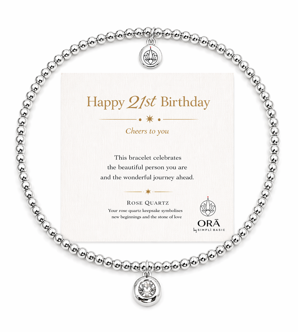 21st Birthday Rose Quartz Stainless Steel Bead Bracelet – Meaningful Milestone Gift for Her