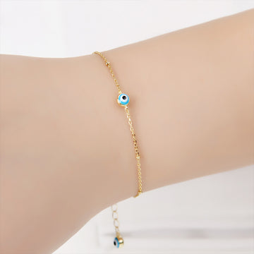 Evil eye ball chain bracelet 18k gold plated