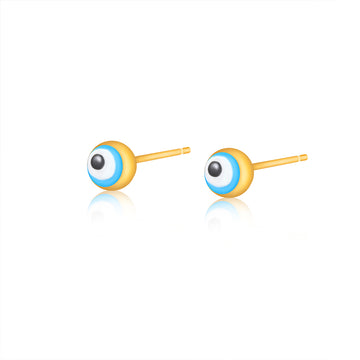 Evil eye ball stud 18k gold plated