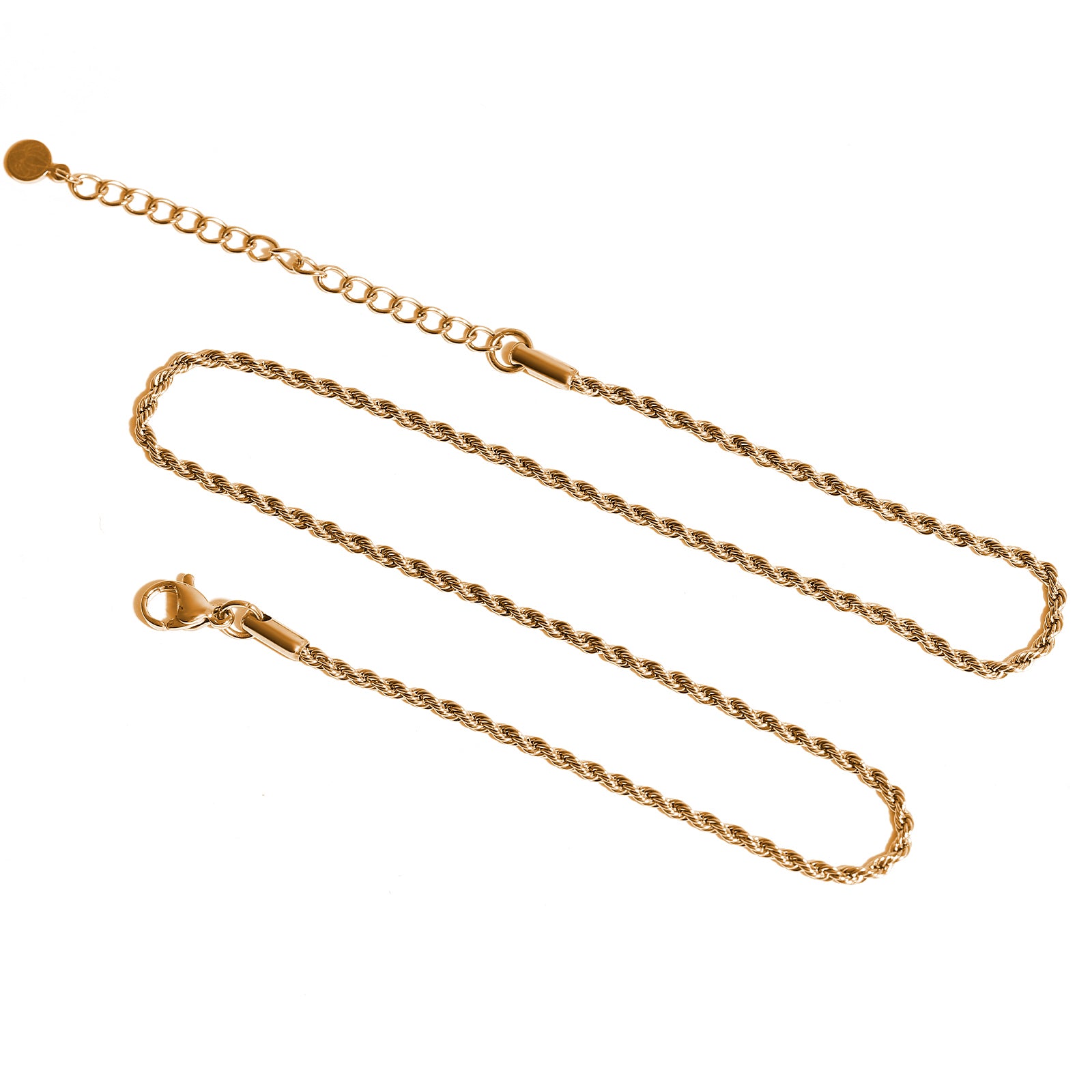 Short Rope Chain Necklace, Stainless Steel 18K Gold