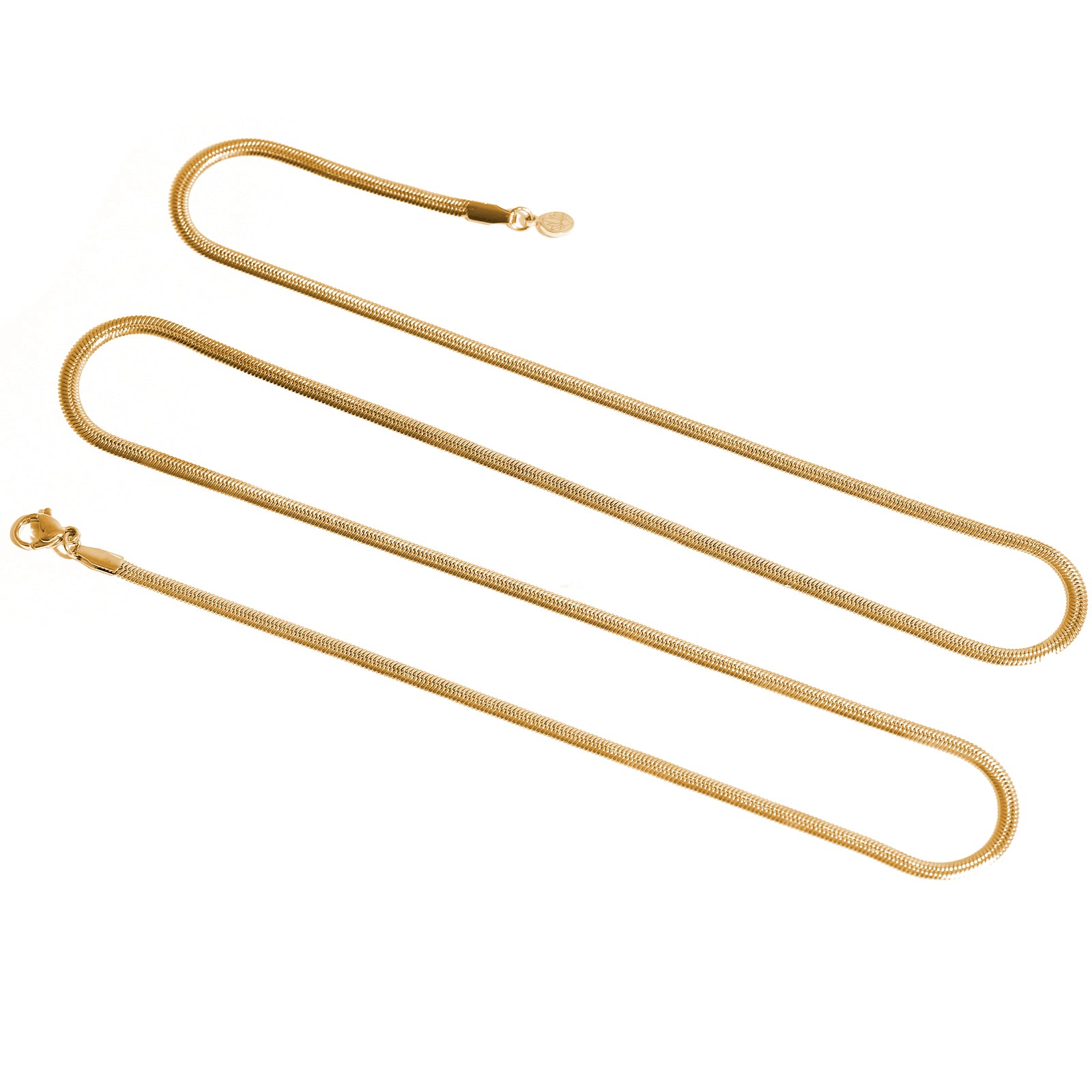 Long Snake Chain Necklace, Stainless Steel 18K Gold