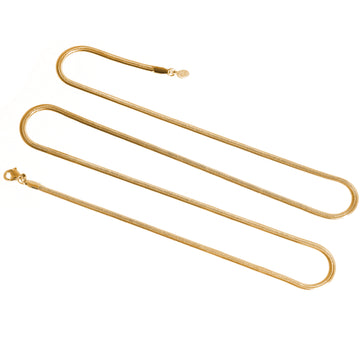 Long Snake Chain Necklace, Stainless Steel 18K Gold