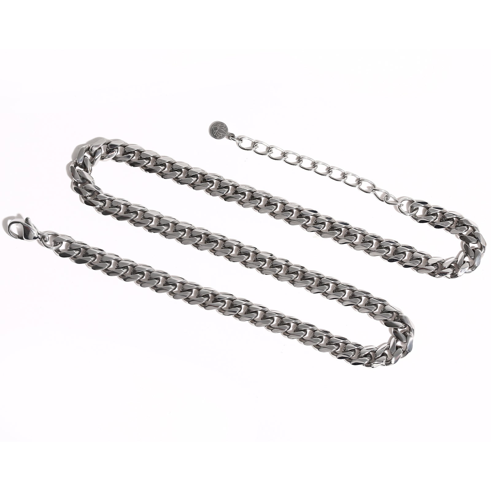 Choker Necklace Flat Curb Chain, Stainless Steel
