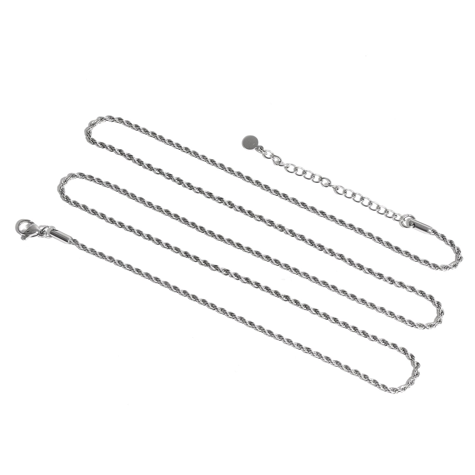 Long Rope Chain Necklace, Stainless Steel