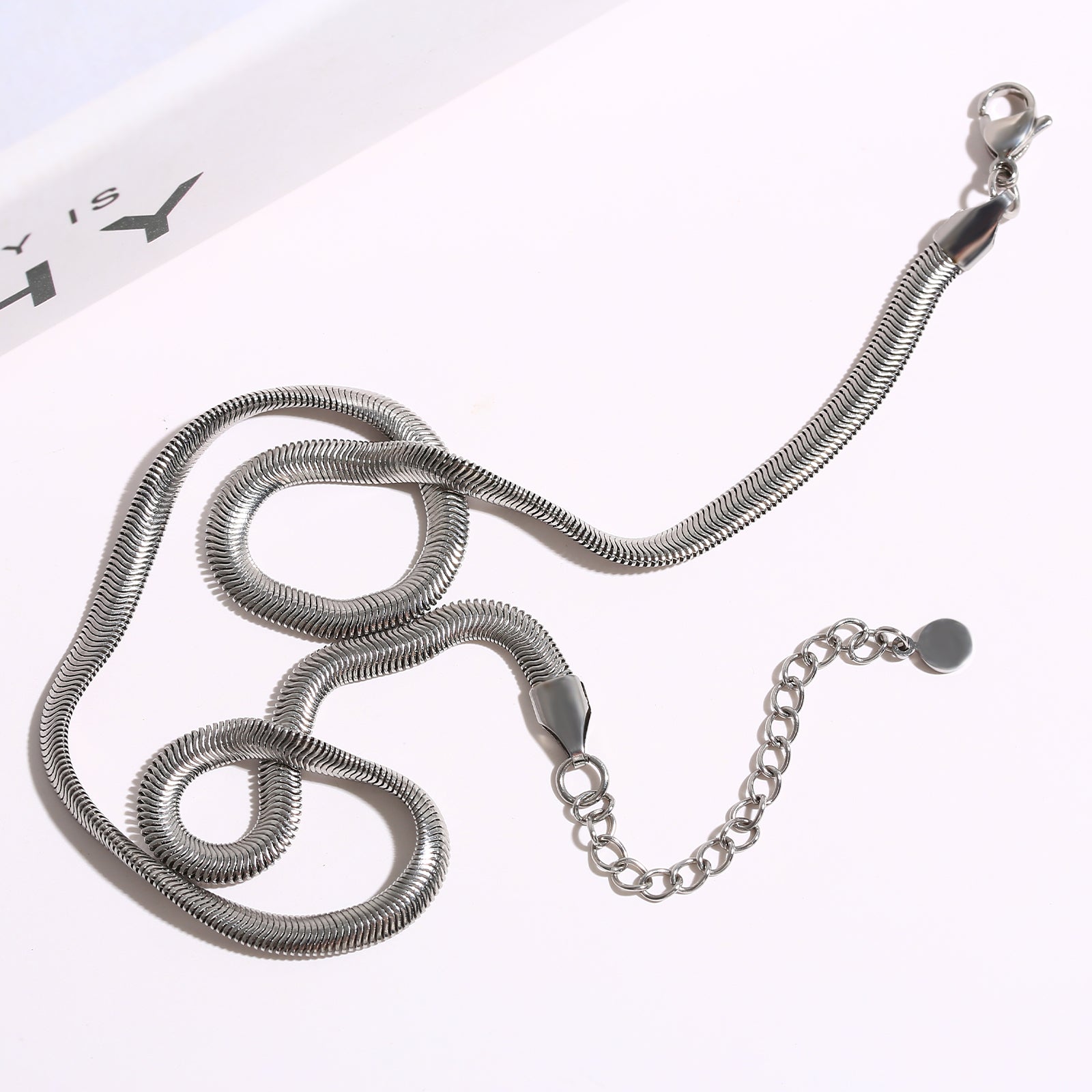 Short Snake Chain Necklace, Stainless Steel