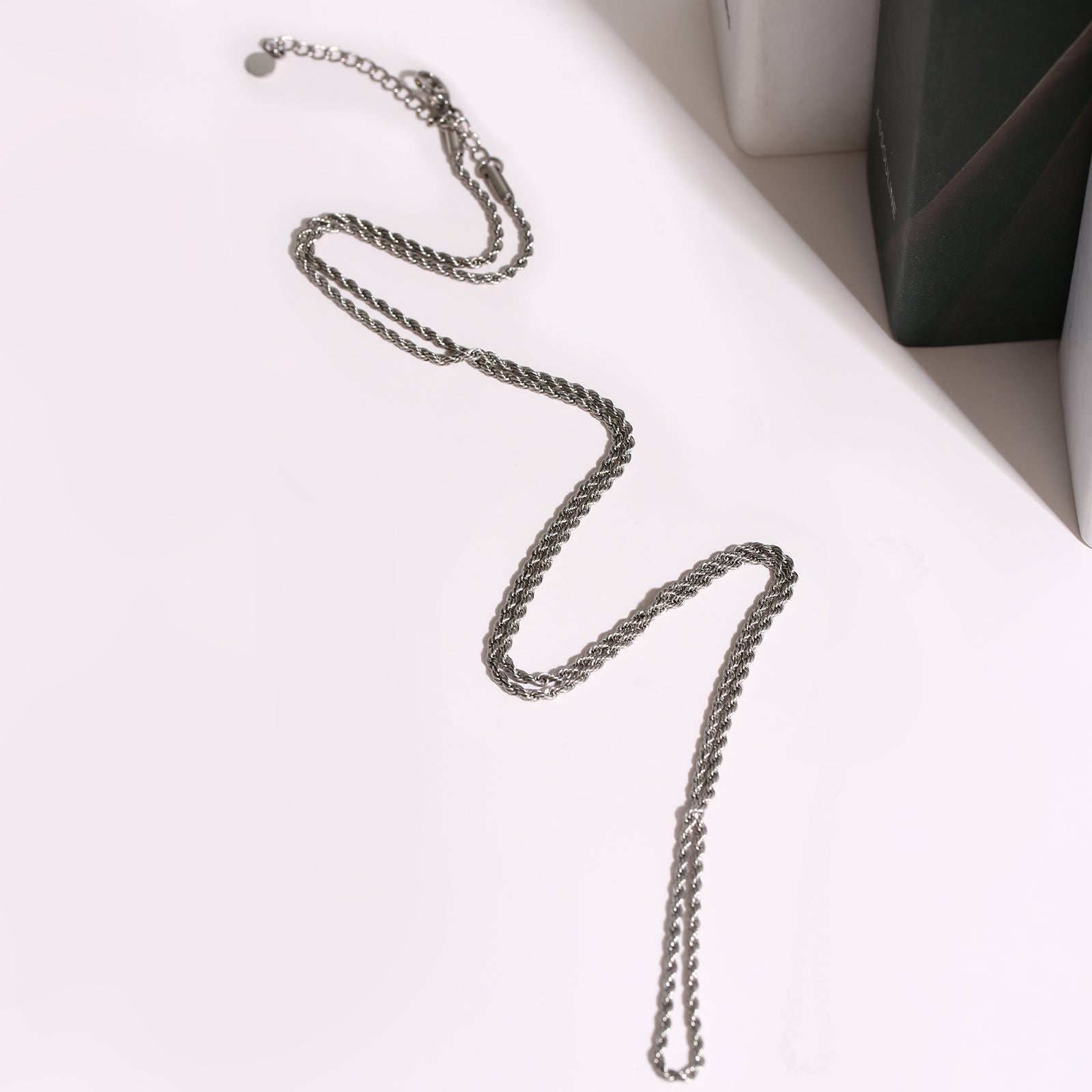 Short Rope Chain Necklace, Stainless Steel