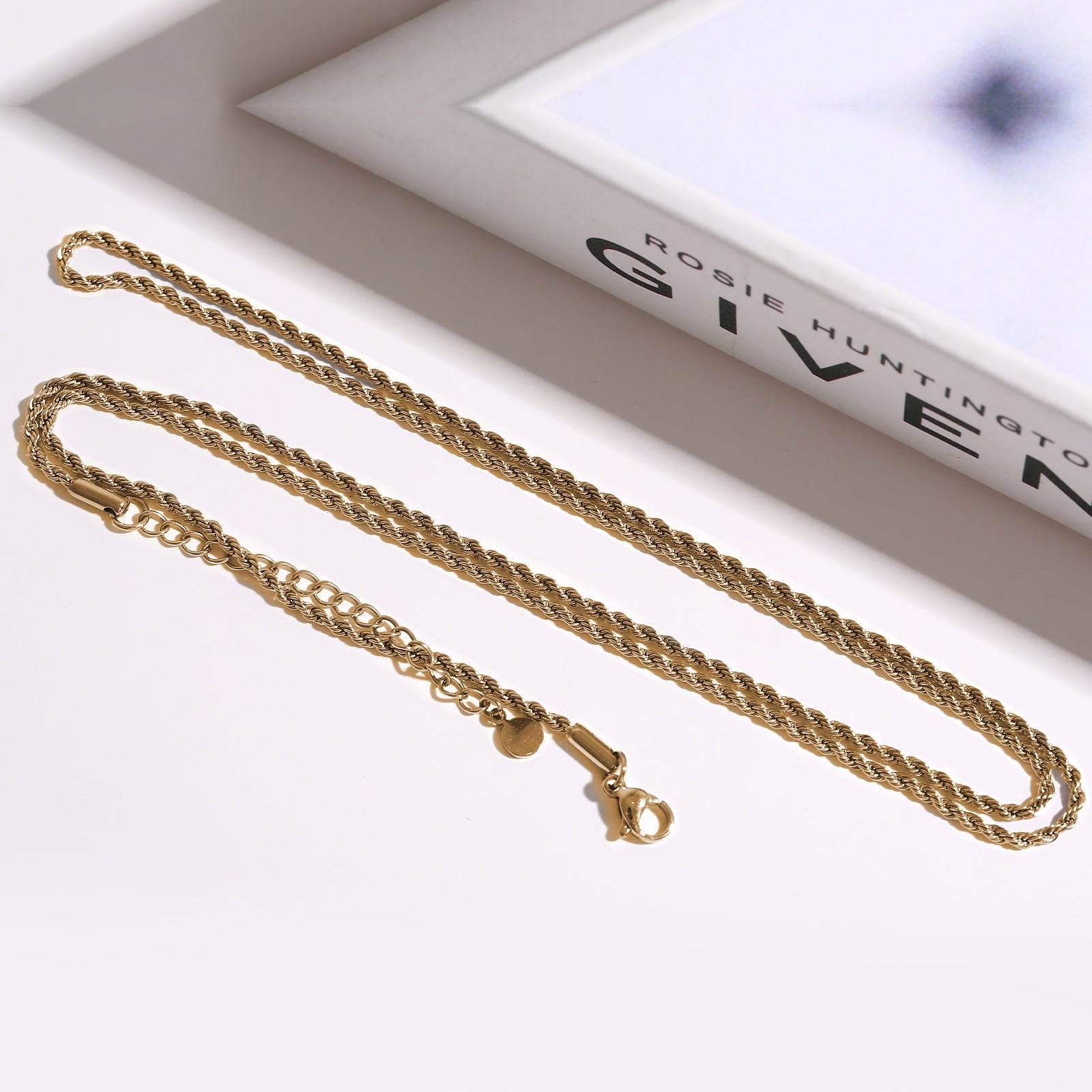 Short Rope Chain Necklace, Stainless Steel 18K Gold
