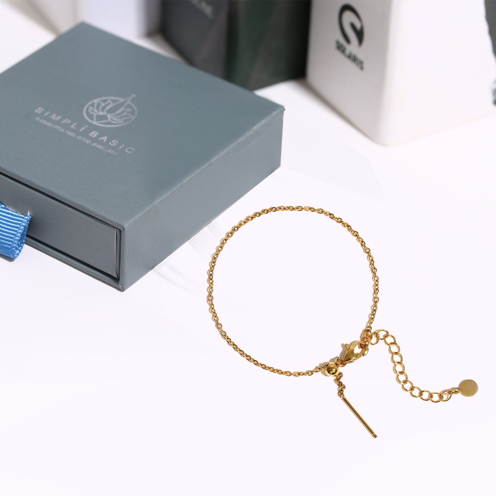 Adjustable Chain Bracelet, Stainless Steel 18K Gold