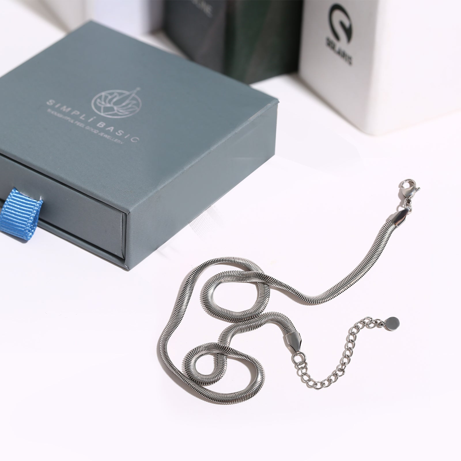 Short Snake Chain Necklace, Stainless Steel