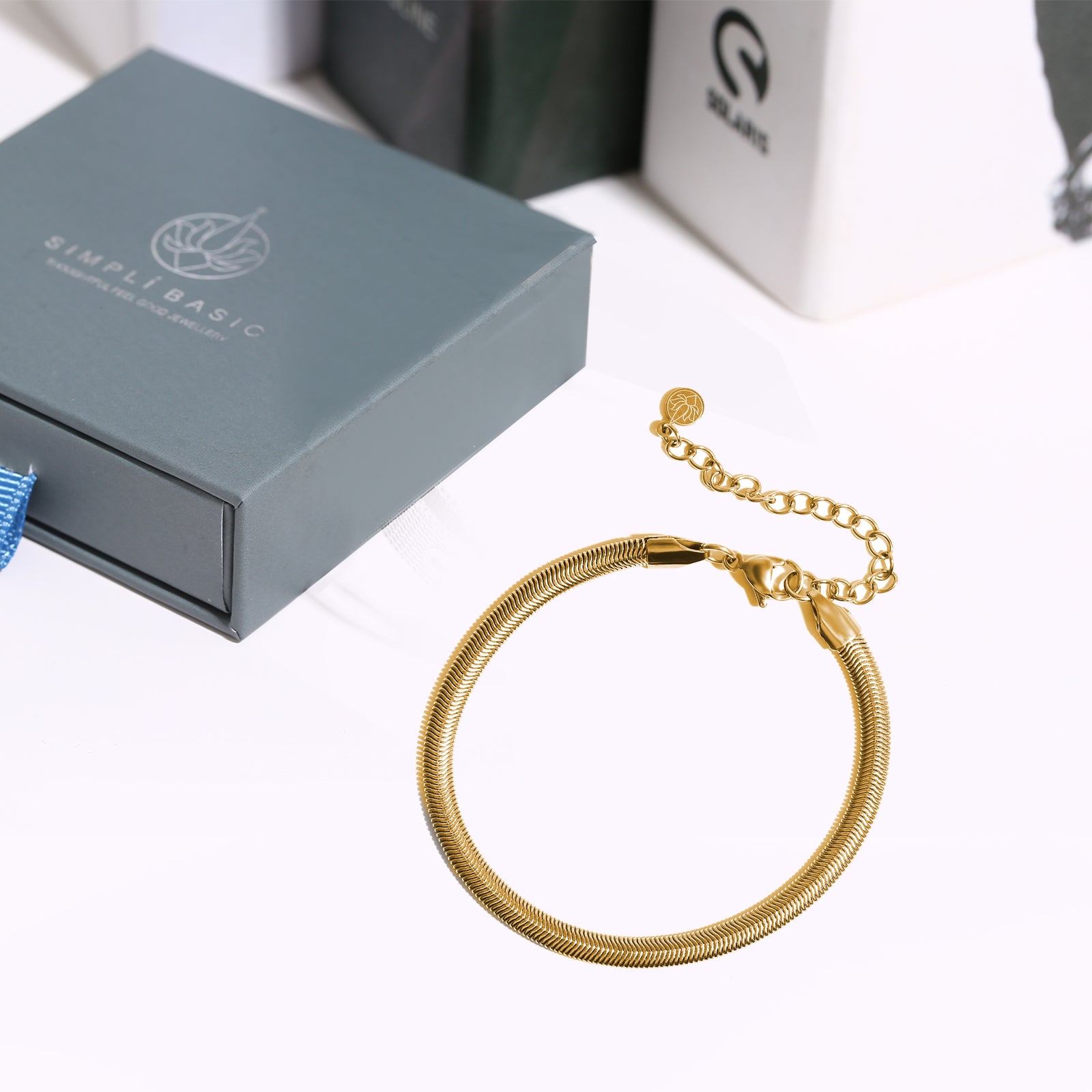 Snake Chain Bracelet, Stainless Steel 18K Gold