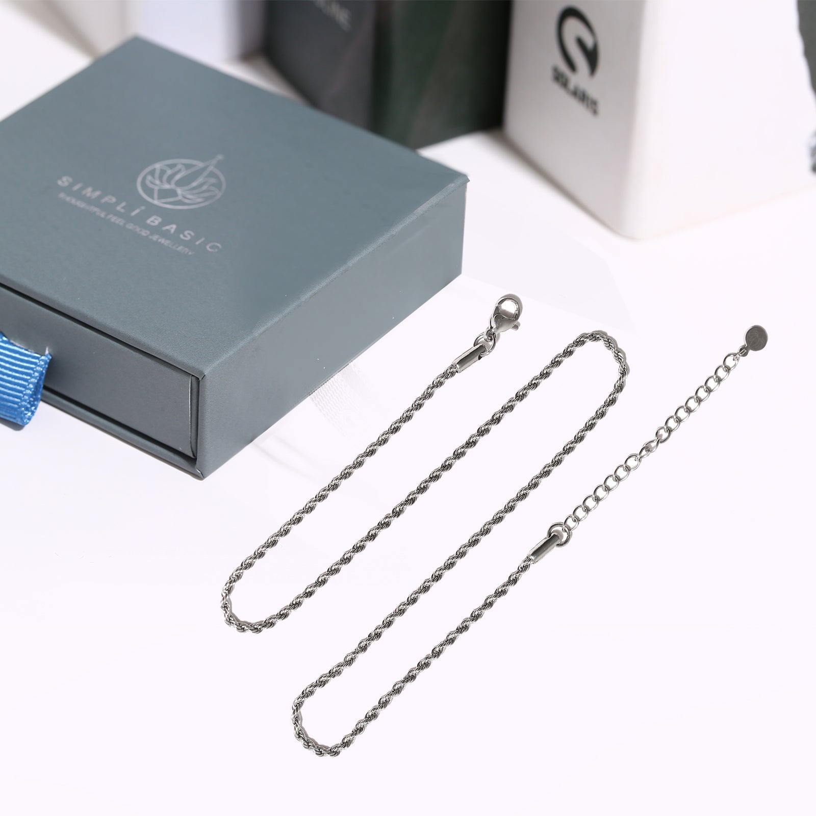 Short Rope Chain Necklace, Stainless Steel