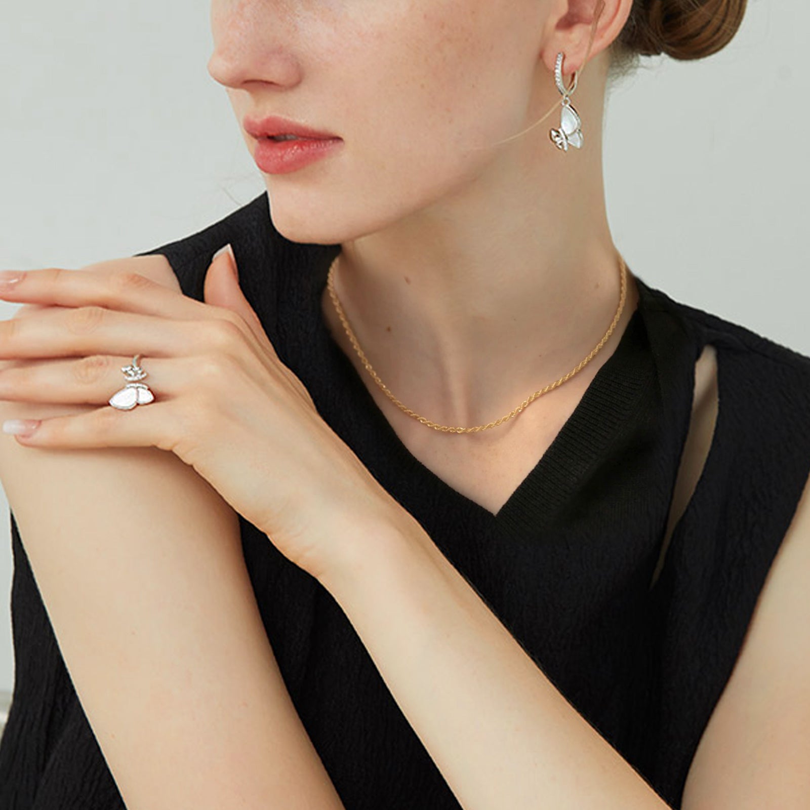 Short Rope Chain Necklace, Stainless Steel 18K Gold