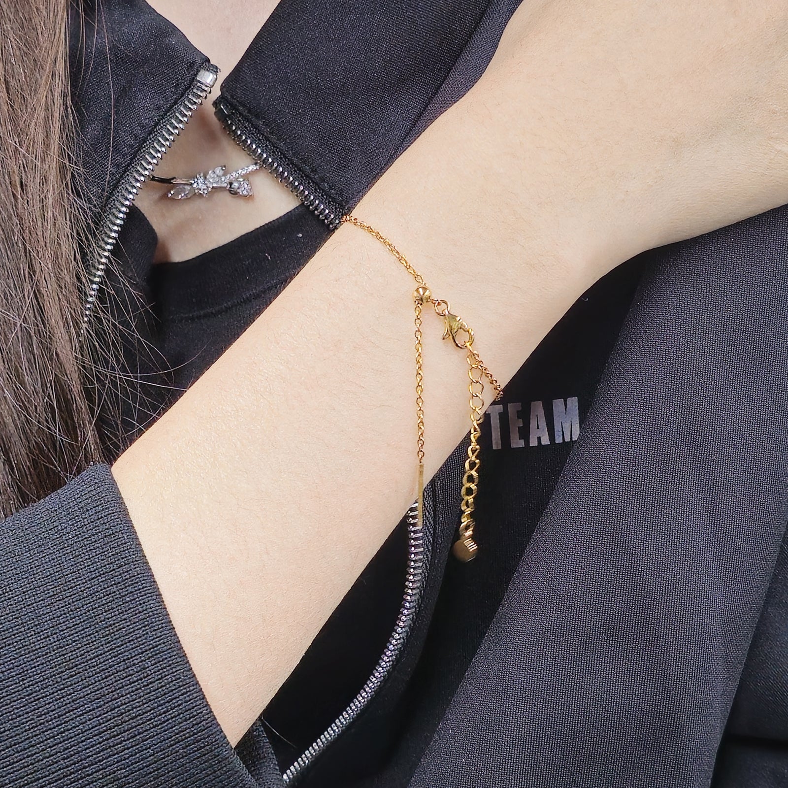 Adjustable Chain Bracelet, Stainless Steel 18K Gold