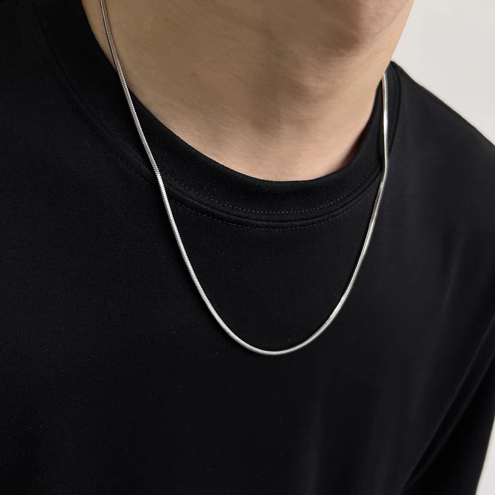 Long Snake Chain Necklace, Stainless Steel