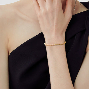 Rope Chain Bracelet, Stainless Steel 18K Gold