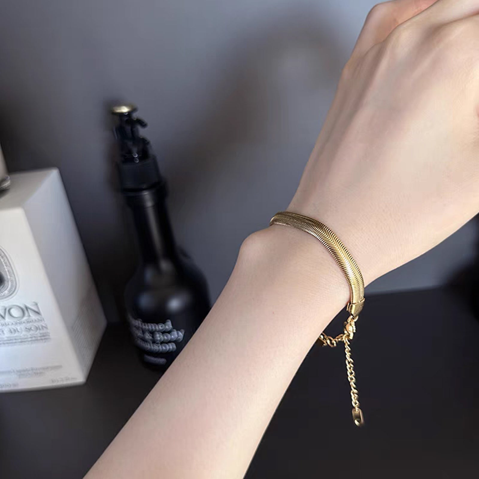 Snake Chain Bracelet, Stainless Steel 18K Gold