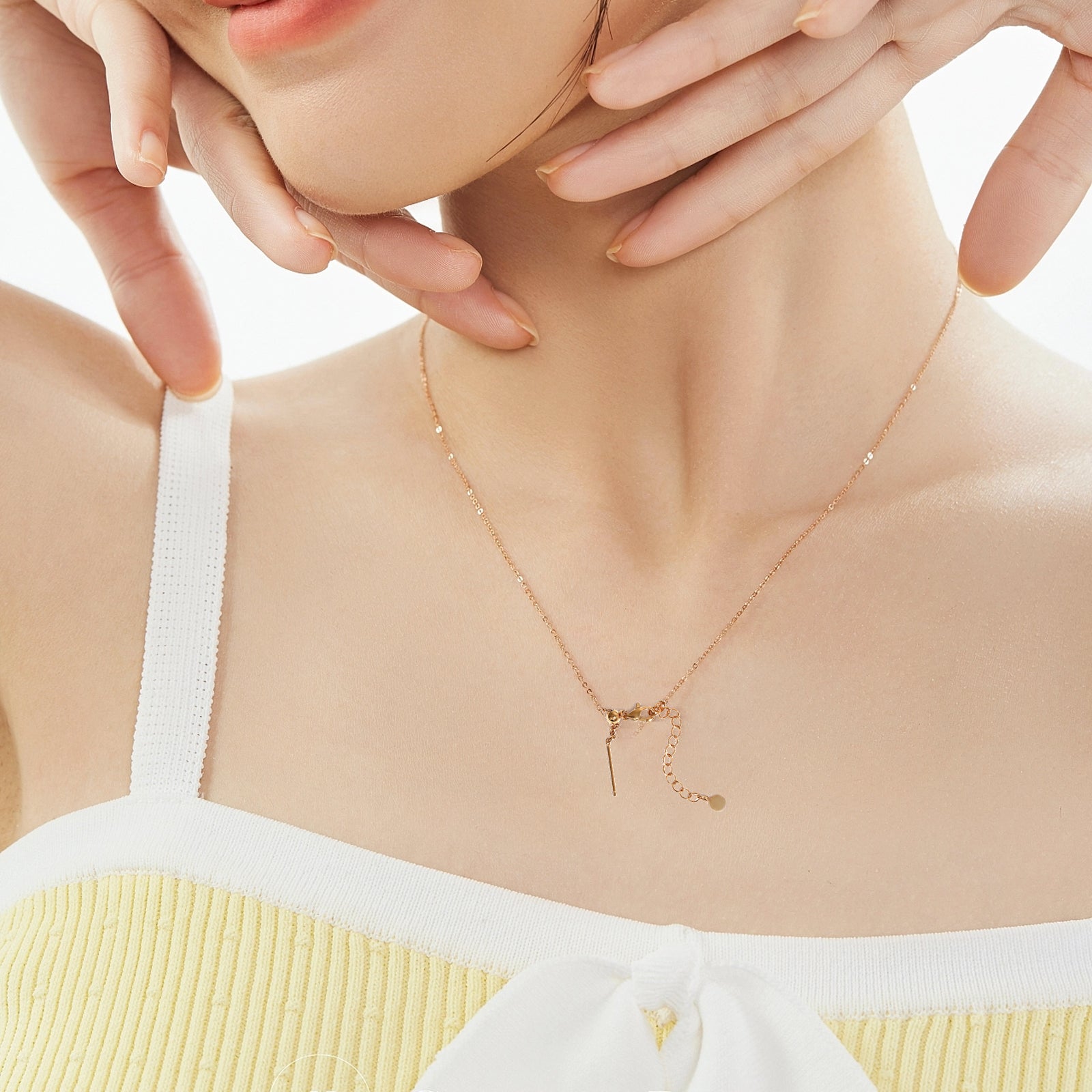 55cm Adjustable Chain Necklace, Stainless Steel 18K Gold