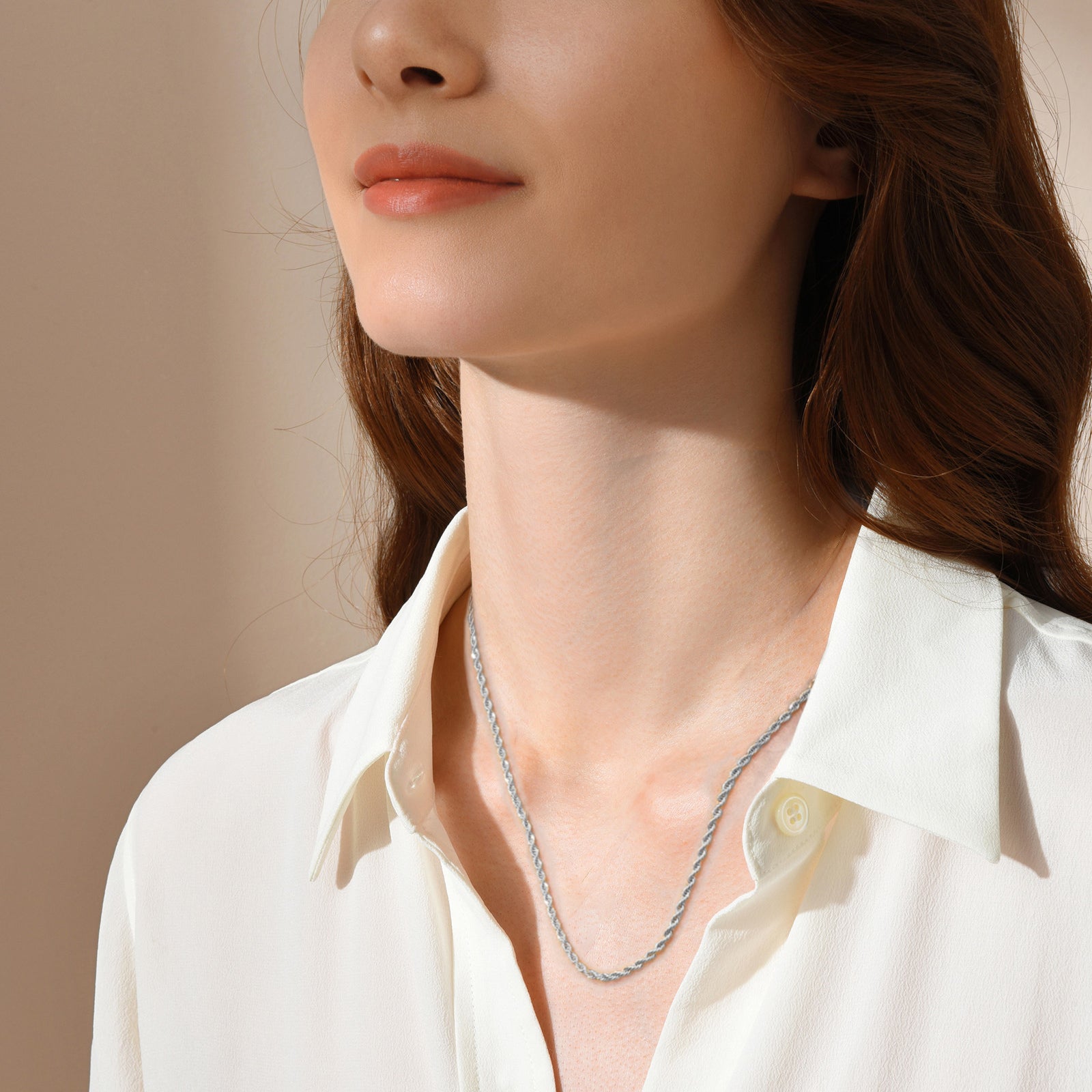 Short Rope Chain Necklace, Stainless Steel