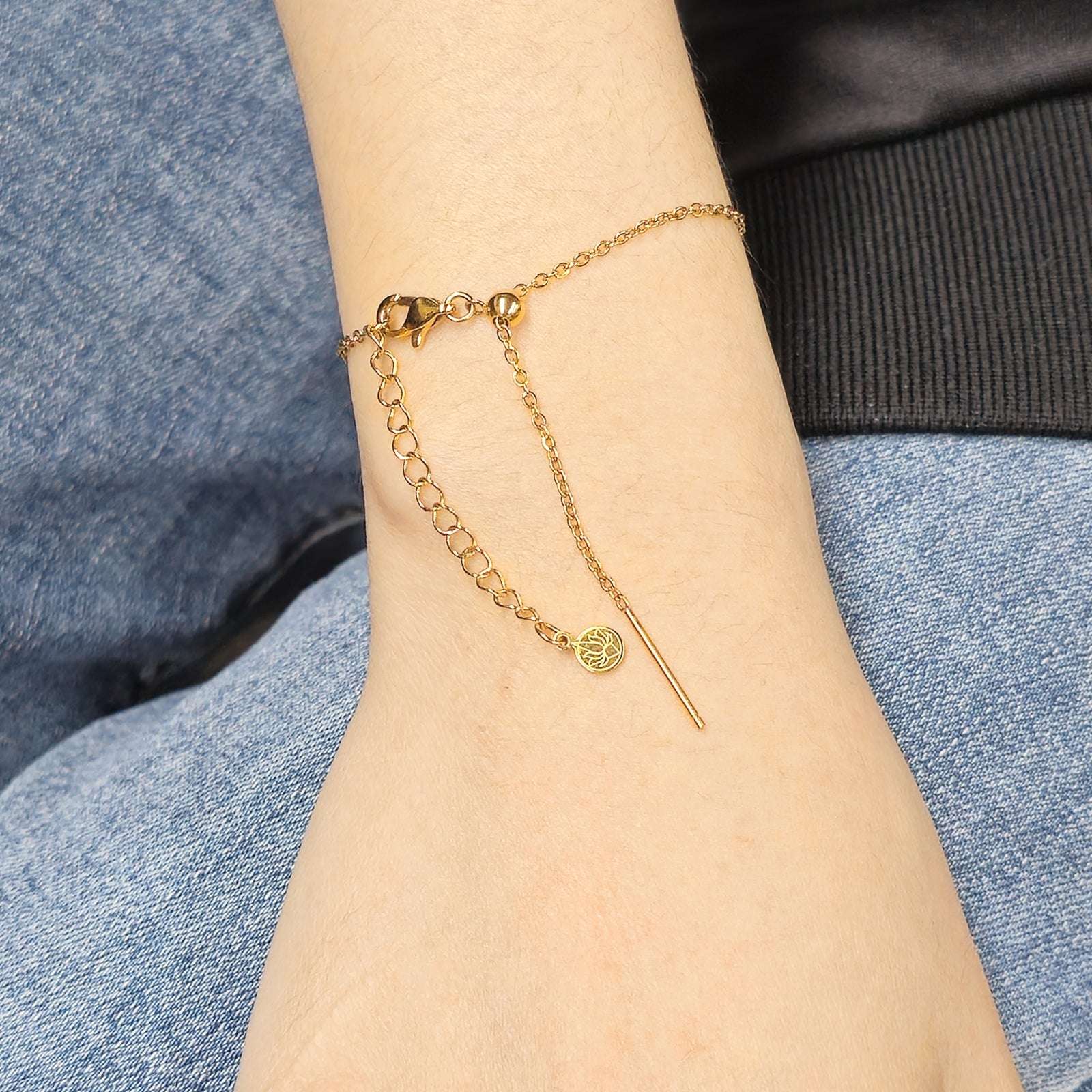 Adjustable Chain Bracelet, Stainless Steel 18K Gold