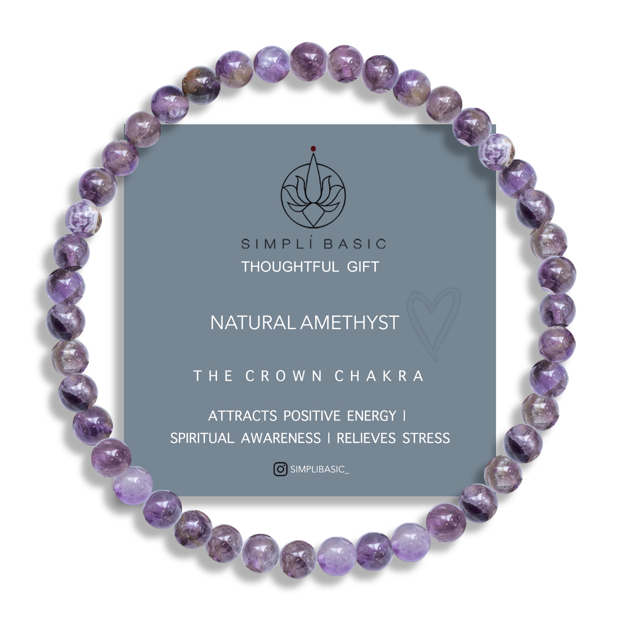 HEALING AMETHYST BEAD BRACELET 4MM