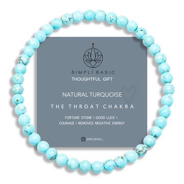 HEALING TURQUOISE BEAD BRACELET 4MM