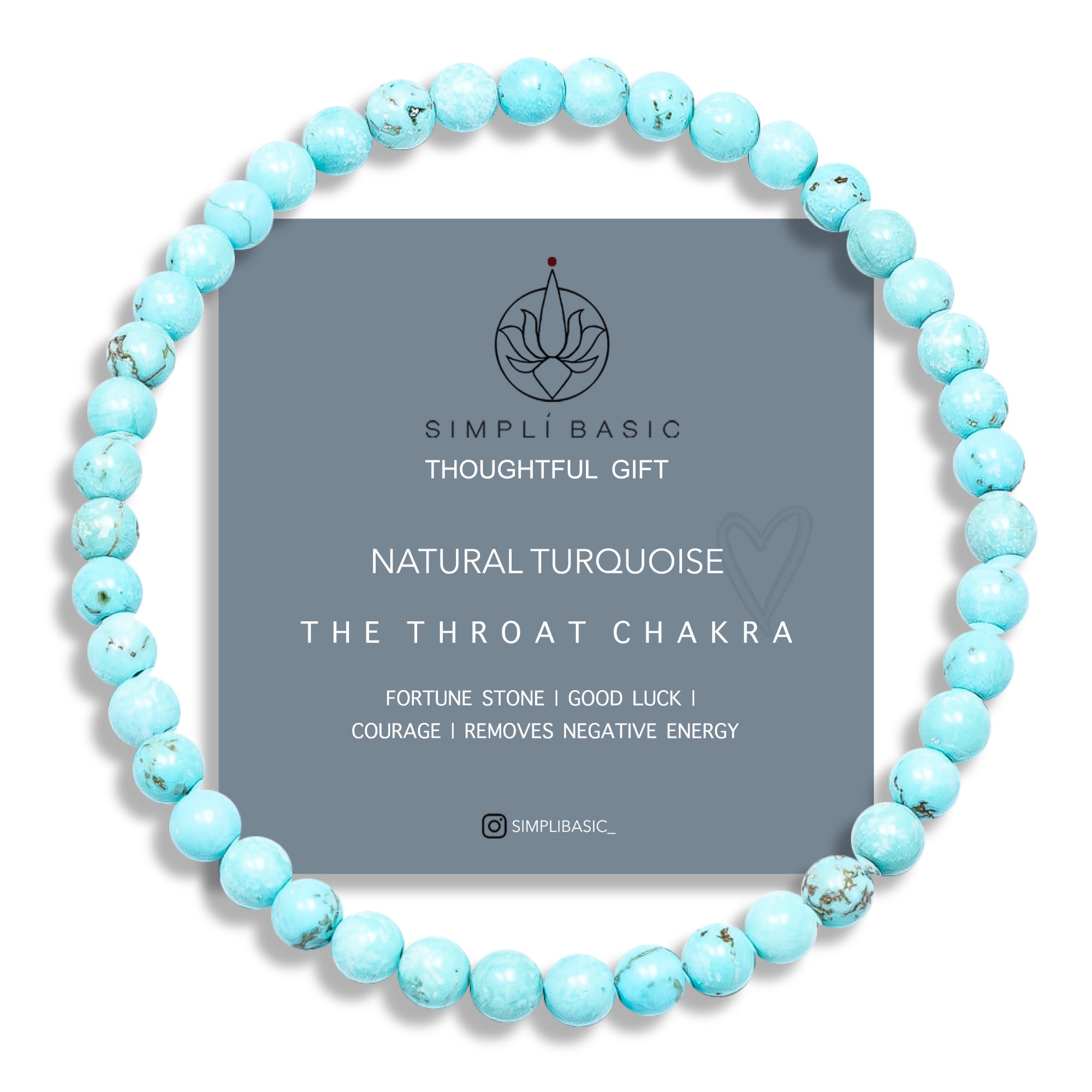 HEALING TURQUOISE BEAD BRACELET 4MM