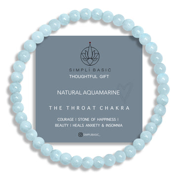 HEALING AQUAMARINE BEAD BRACELET 4MM