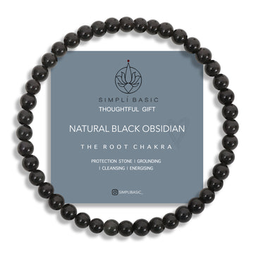 HEALING BLACK OBSIDIAN BEAD BRACELET 4MM
