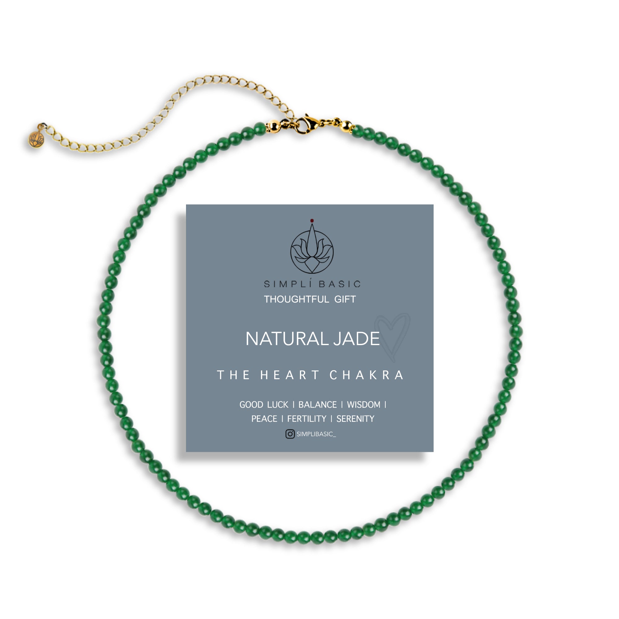 NATURAL JADE HEALING GEMSTONE BEADS NECKLACE