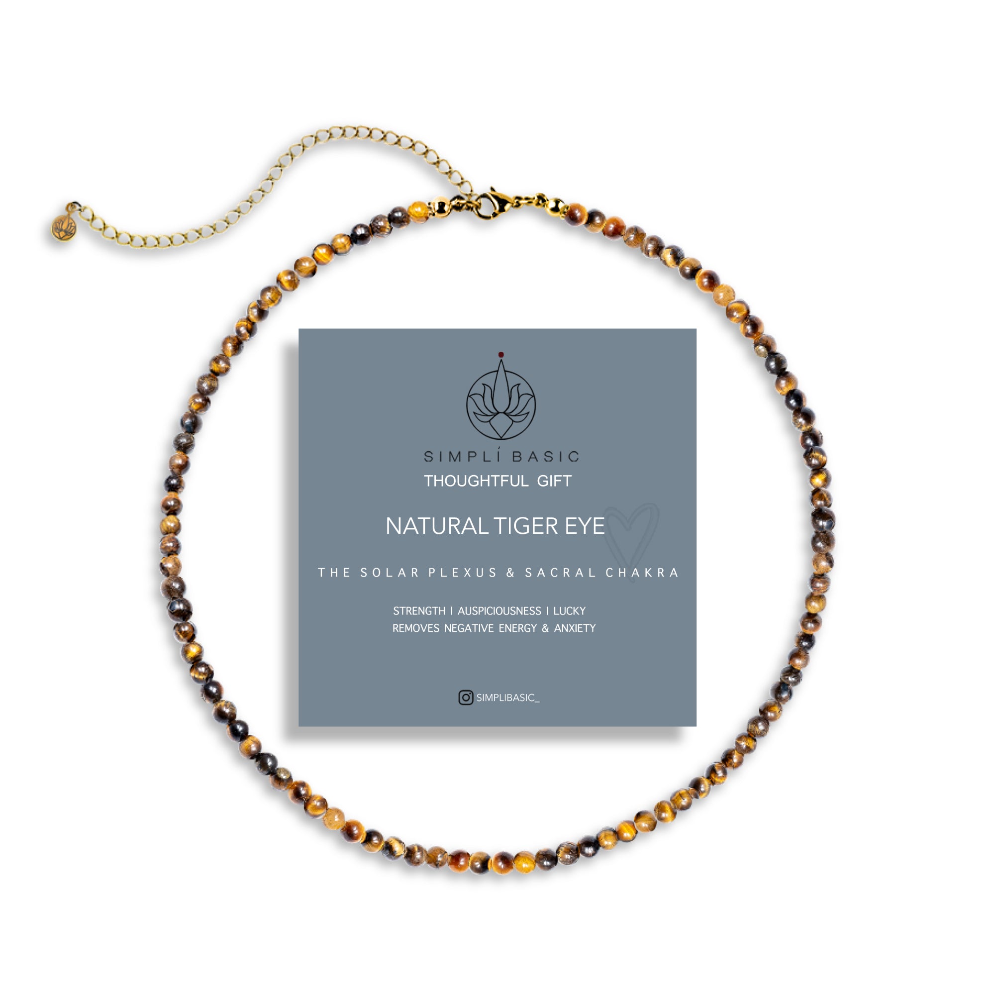 NATURAL TIGER EYE HEALING GEMSTONE BEADS NECKLACE