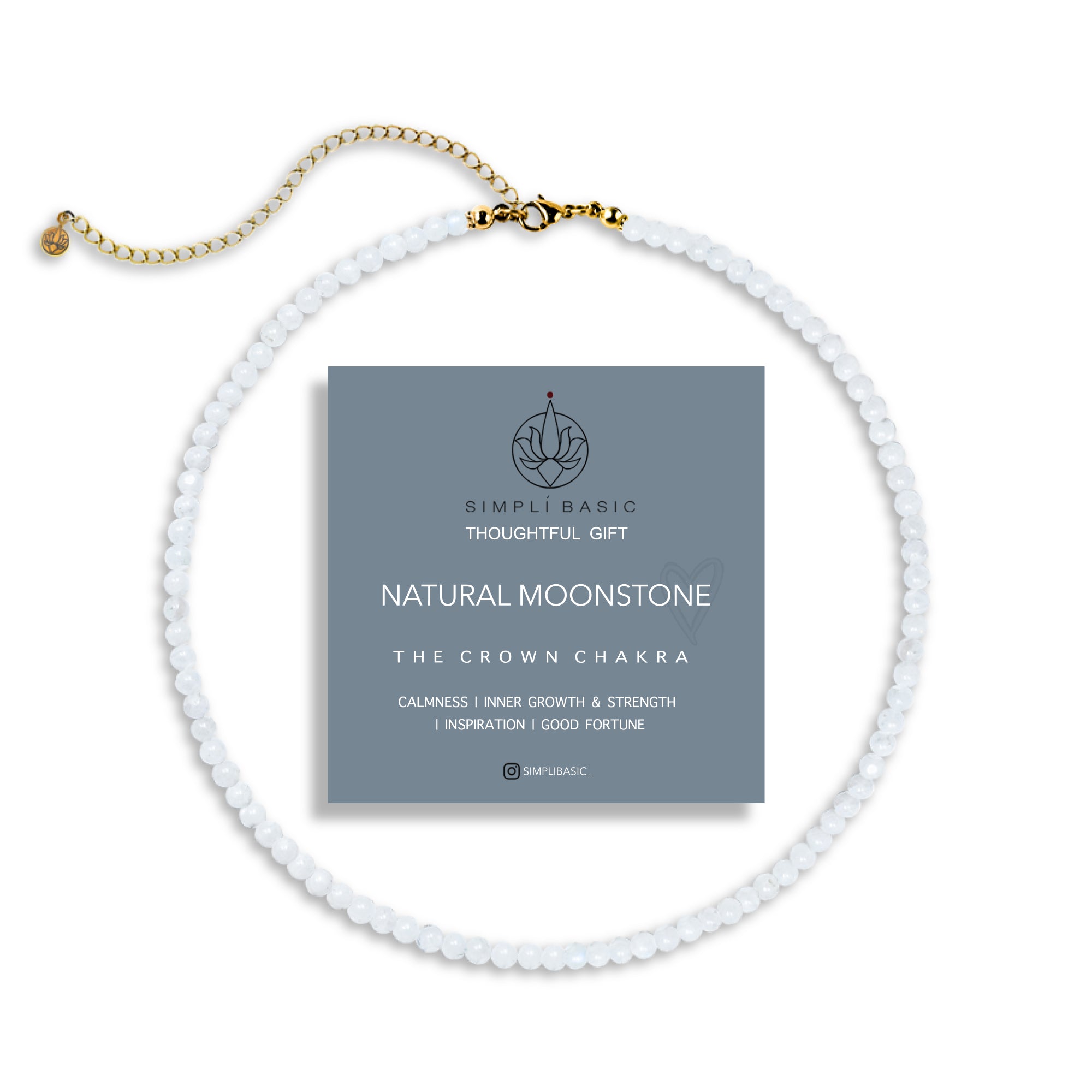 NATURAL MOONSTONE HEALING GEMSTONE BEADS NECKLACE