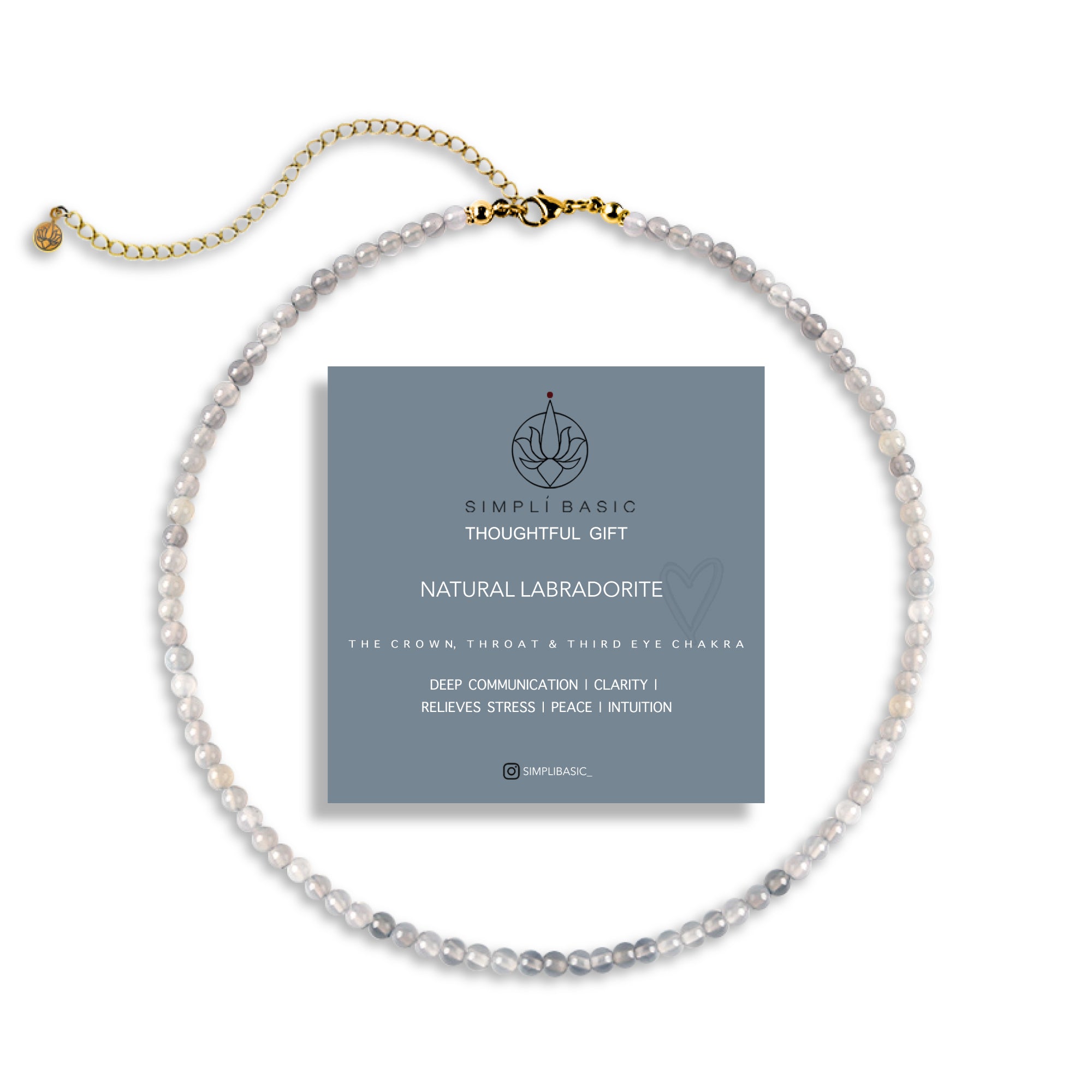 NATURAL LABRADORITE HEALING GEMSTONE BEADS NECKLACE