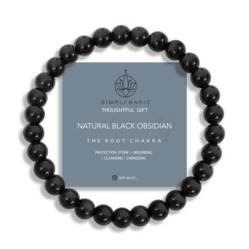 HEALING BLACK OBSIDIAN BEAD BRACELET 6MM