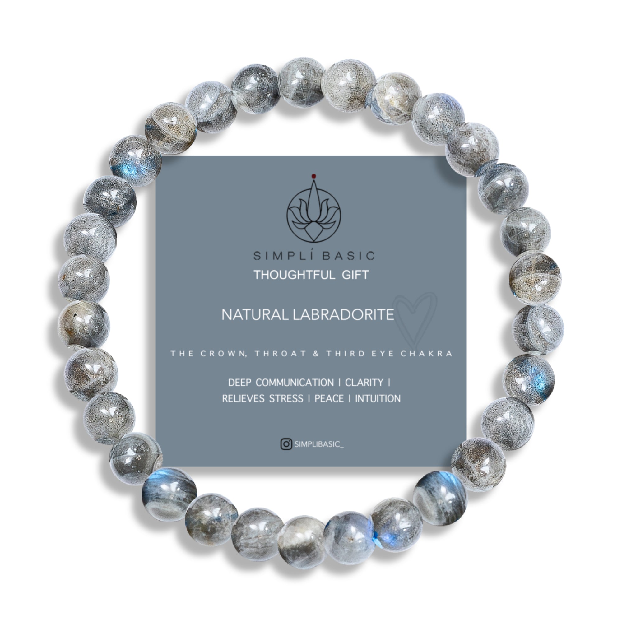 Healing Labradorite bead bracelet 6mm