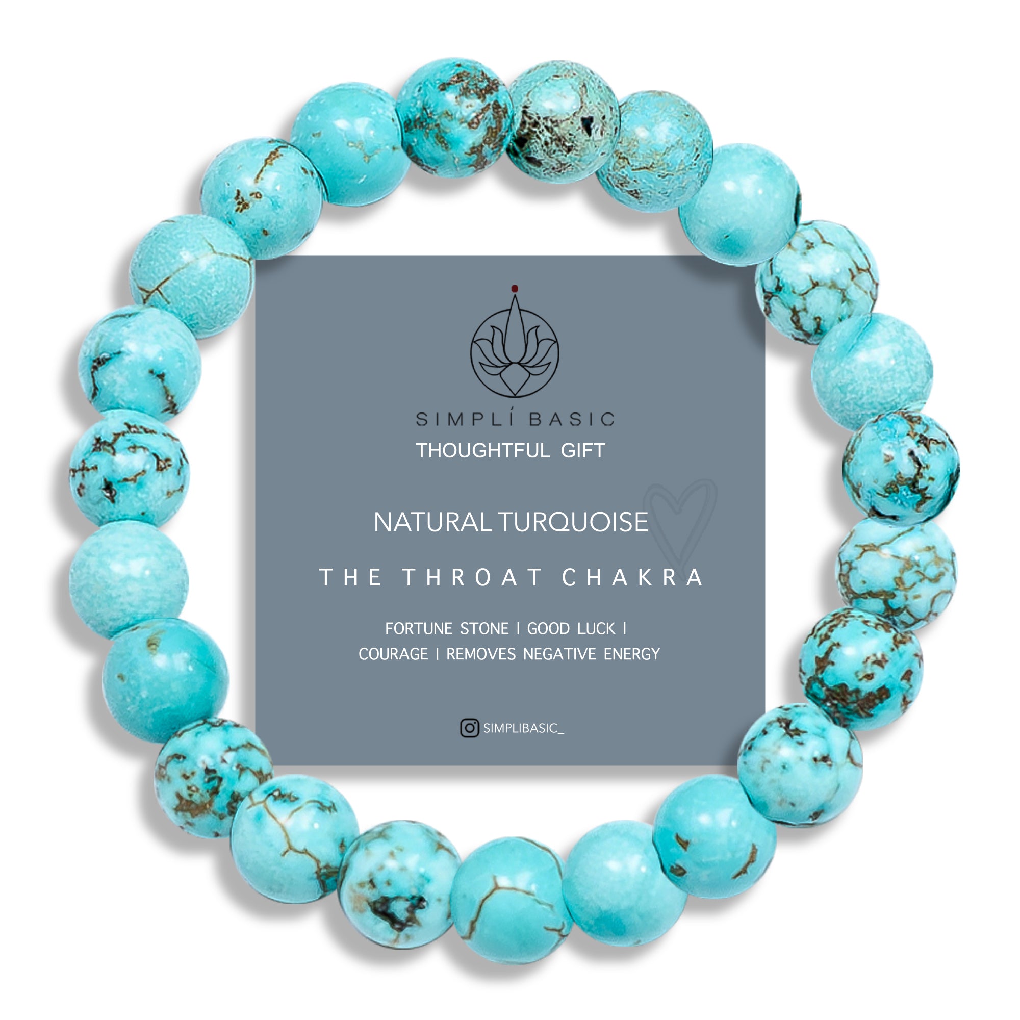 HEALING TURQUOISE BEAD BRACELET 8MM