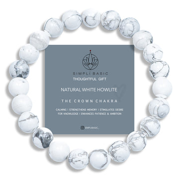HEALING WHITE HOWLITE BEAD BRACELET 8MM