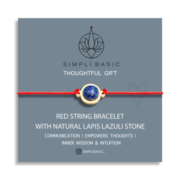 NATURAL LAPIS LAZULI & RED STRING BRACELET – ADJUSTABLE SOFT CORD