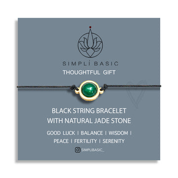 NATURAL JADE & BLACK STRING BRACELET – ADJUSTABLE SOFT CORD
