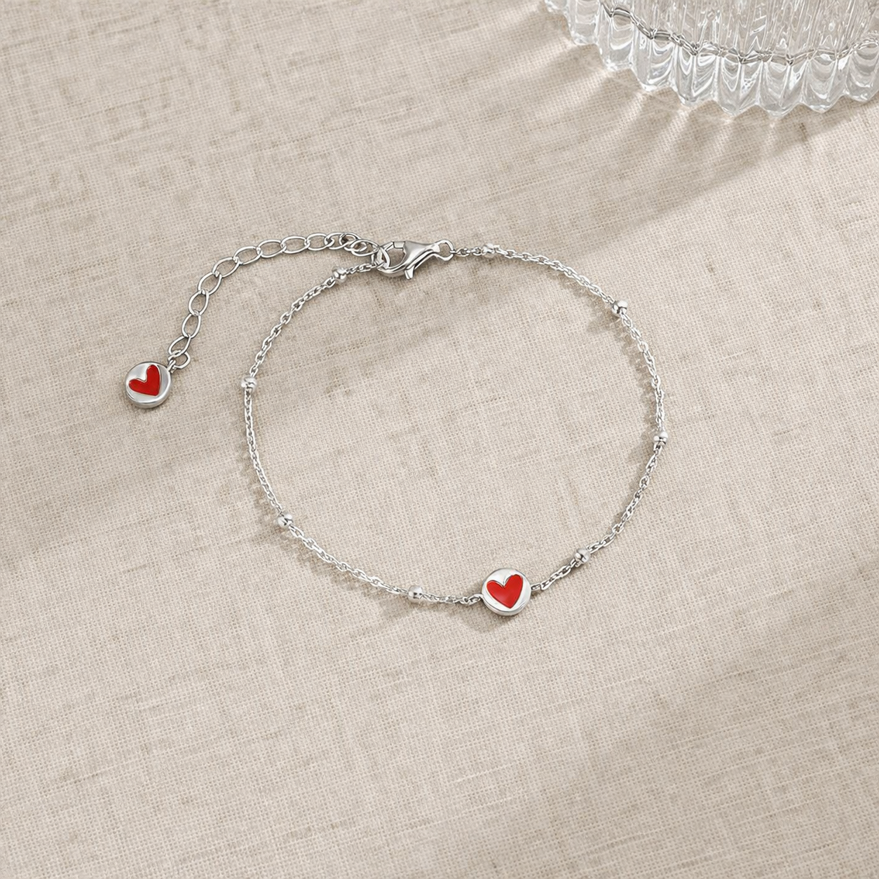 Heart chain bracelet silver