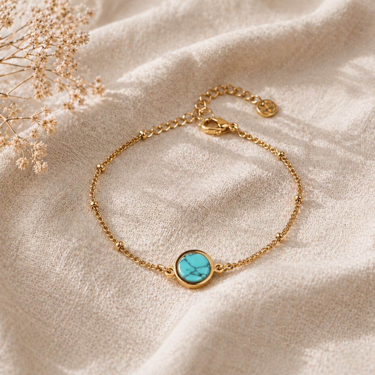 TURQUOISE STONE CHAIN BRACELET