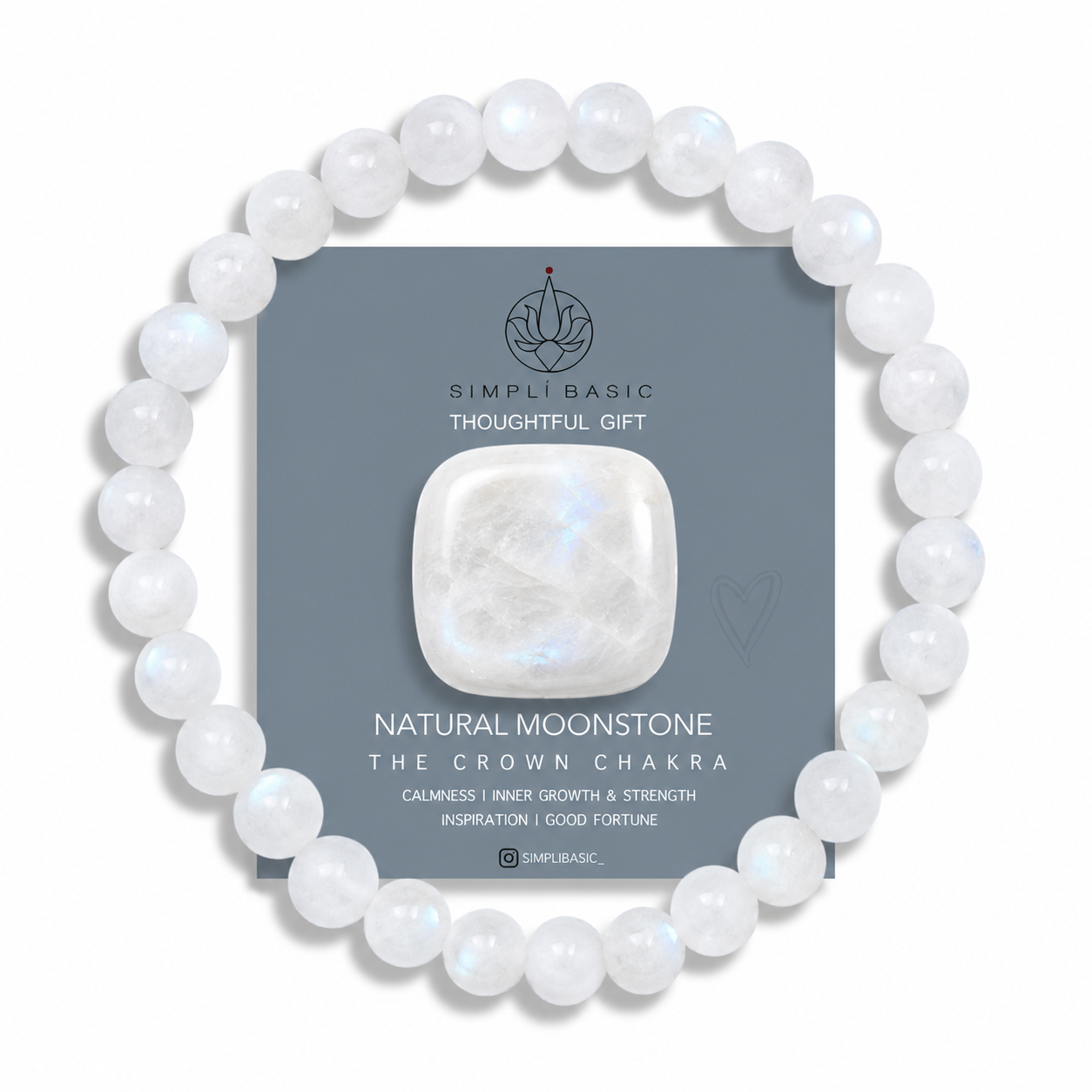 HEALING MOONSTONE BEAD BRACELET 6MM