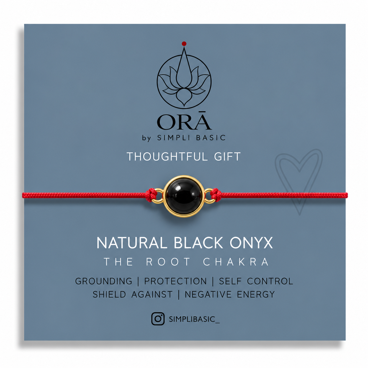 NATURAL ONYX & RED STRING CORD BRACELET